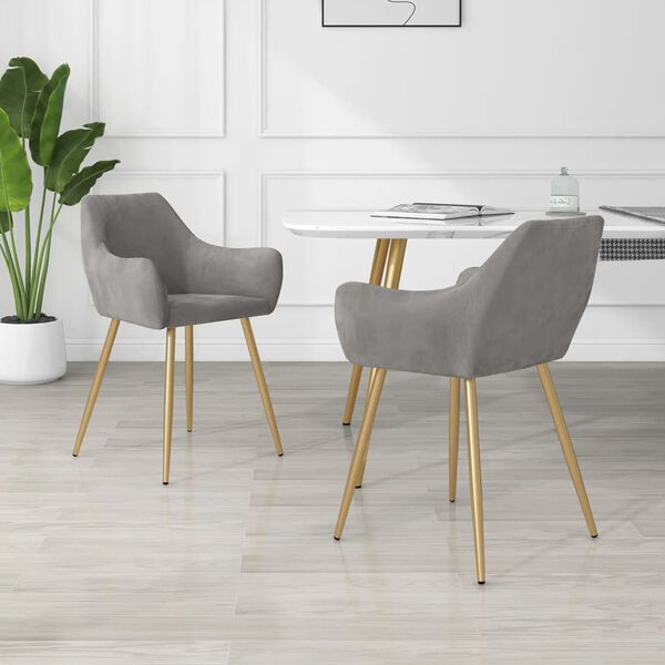 vidaXL Eetkamerstoelen 2 st fluweel lichtgrijs