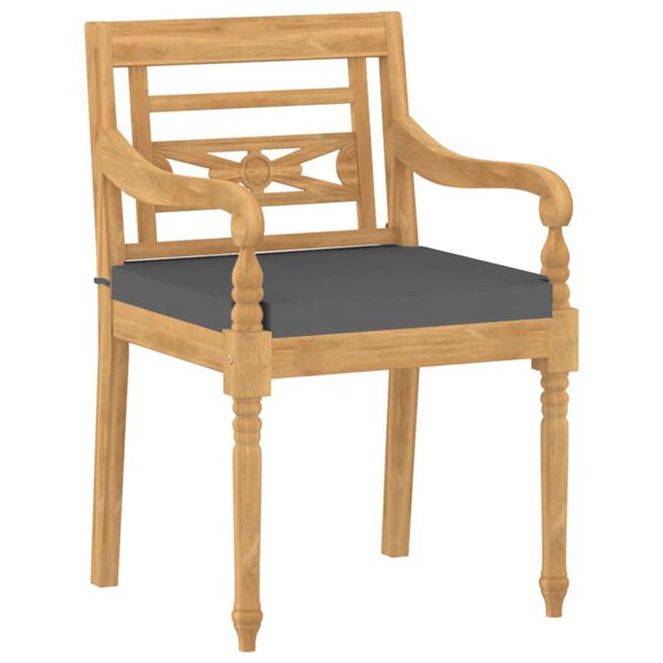 vidaXL Stoelen Batavia 6 st met kussens massief teakhout