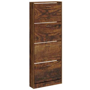 vidaXL Schoenenkast 59x17x150 cm bewerkt hout gerookt eikenkleurig
