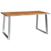 vidaXL Eettafel 160x80x75 cm massief acaciahout en roestvrij staal