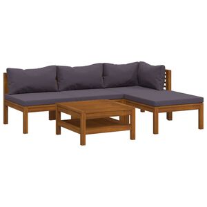 vidaXL 5-delige Loungeset met kussens massief acaciahout