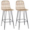 vidaXL Barkruk 2 st Naturel 44 x 55 x 109 cm Rattan en staal