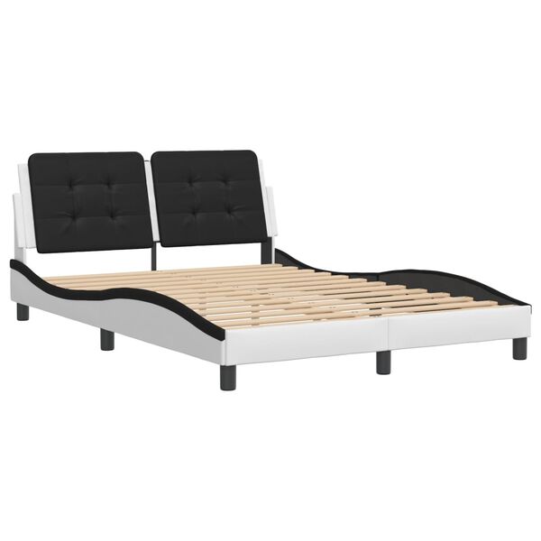 vidaXL Bedframe zonder matras "Zadar" kunstleer wit en zwart 140x190 cm