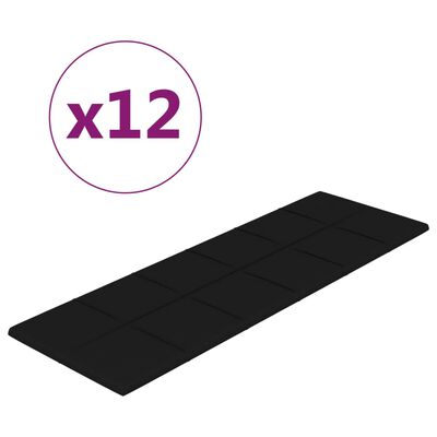 vidaXL Wandpanelen 12 st 3,24 m² 90x30 cm stof zwart
