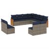 vidaXL 11-delige tuinbankset met kussens, grijs polyrotan