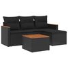vidaXL 5-delige Loungeset met kussens poly rattan zwart