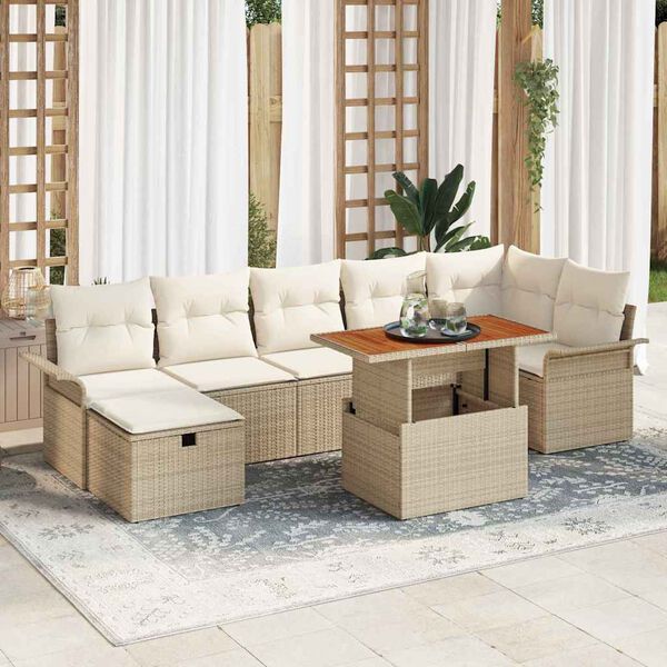 vidaXL Tuin Sofa Set 8 pcs Beige poly rattan