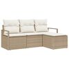 vidaXL Bankstel 4 st Beige en Cr&egrave;me poly rattan