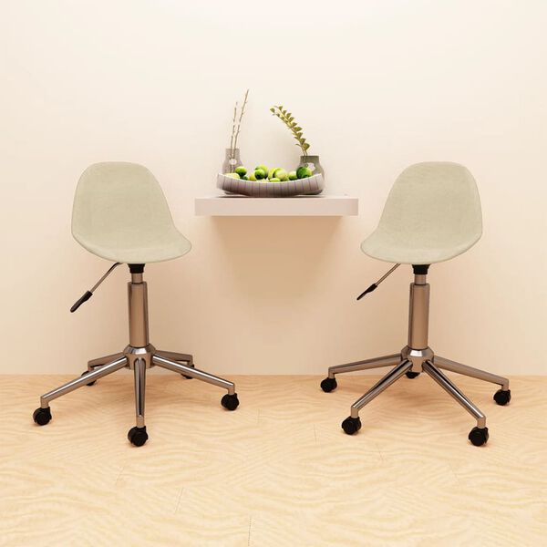vidaXL Eetkamerstoelen 2 st draaibaar stof cr&egrave;mekleurig