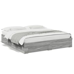 vidaXL Bedframe met lades bewerkt hout grijs sonoma eiken 200x200 cm