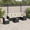 vidaXL 7-delige Loungeset met kussens poly rattan zwart
