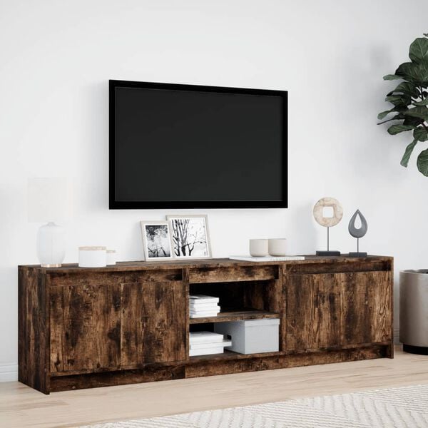 vidaXL Tv-meubel met LED 180x34x50 cm bewerkt hout gerookt eikenkleur