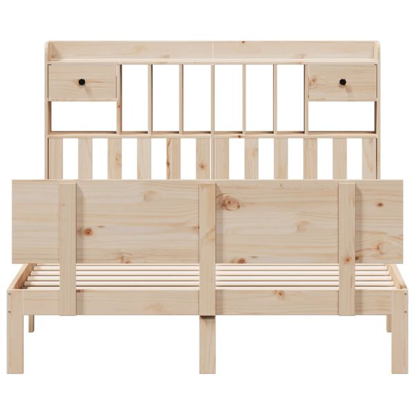vidaXL Bed met boekenkast zonder matras massief grenenhout 140x190 cm