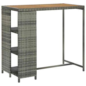 vidaXL Bartafel met opbergrek 120x60x110 cm poly rattan grijs