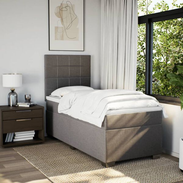 vidaXL Boxspring met matras stof taupe 90x200 cm