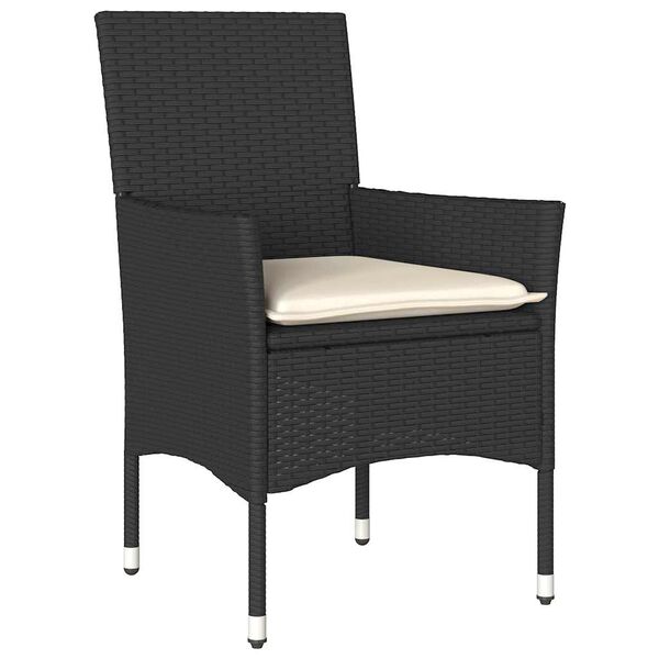 vidaXL 5-delige Loungeset met kussens poly rattan en acaciahout zwart