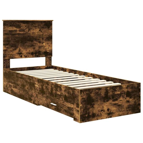 vidaXL Bedframe Gerookt Eiken en Zilver 70 x 190 cm Bewerkt hout