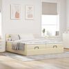 vidaXL Ottoman bed met matrassen en LED's 200x200cm stof cr&egrave;mekleurig