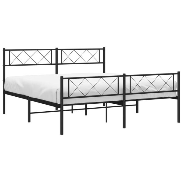 vidaXL Bedframe met voetbord zonder matras metaal zwart 160x200 cm