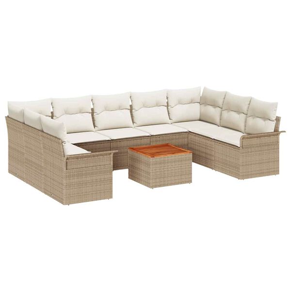 vidaXL Tuin Sofa Set 10 pcs Beige Poly riet