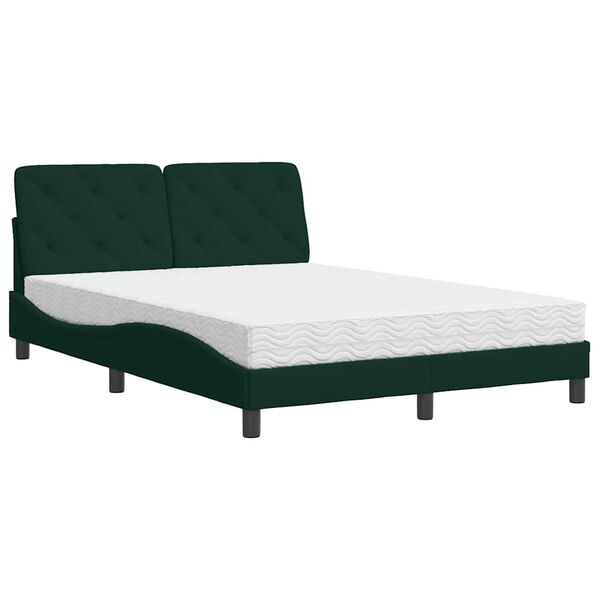 vidaXL Bed met matras fluweel donkergroen 140x200 cm