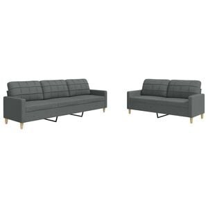 vidaXL 2-delige Loungeset stof donkergrijs