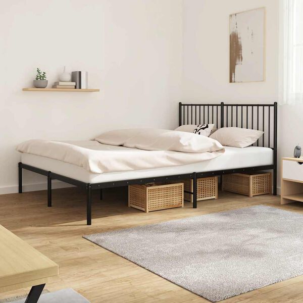 vidaXL Bedframe met hoofdbord metaal zwart 160x200 cm