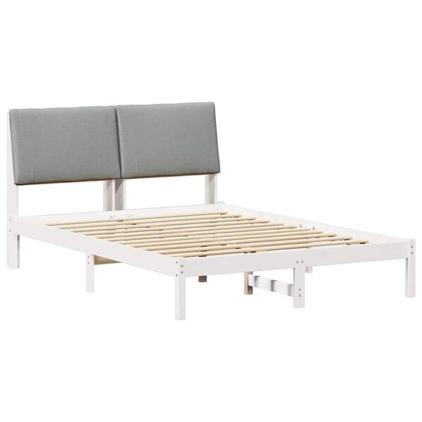vidaXL Bedframe Wit en lichtgrijs 150 x 200 cm Massief grenenhout