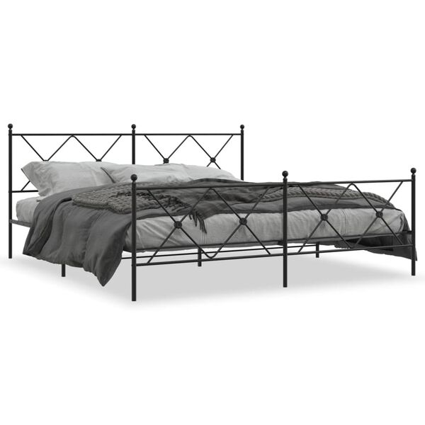 vidaXL Bedframe met hoofd- en voeteneinde metaal zwart 183x213 cm