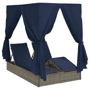 vidaXL Dubbele ligbed Zwart poly rattan