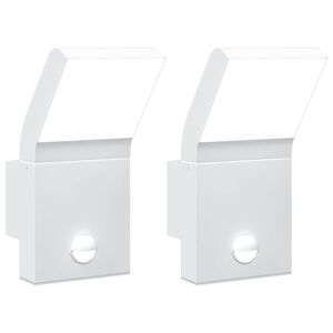 vidaXL Buitenwandlampen 2 st LED met sensors gegoten aluminium wit