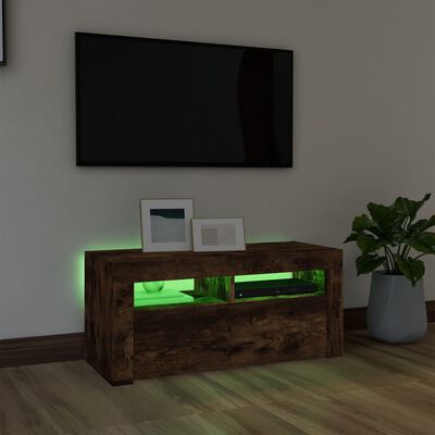 vidaXL Tv-meubel met LED-verlichting 90x35x40 cm gerookt eikenkleurig