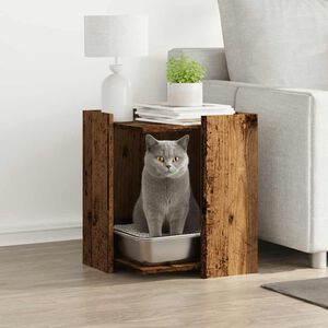 vidaXL Kattenbakkast 42x42x51 cm bewerkt hout oud houtkleurig