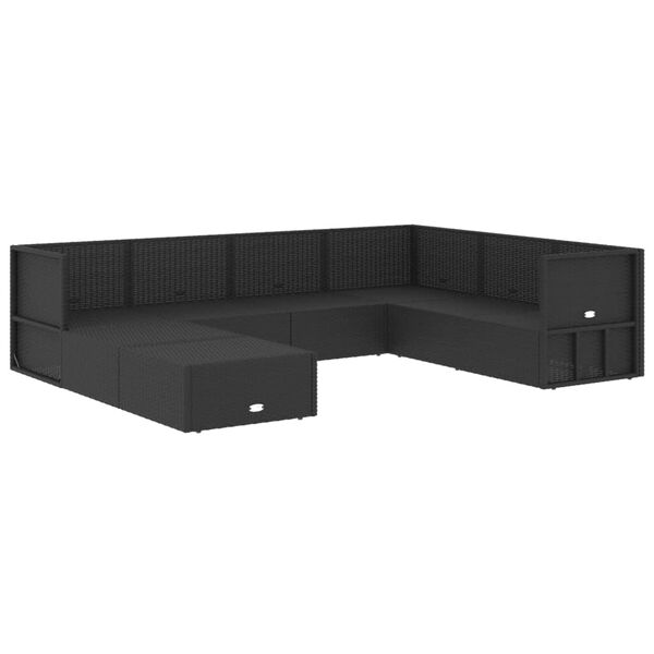 vidaXL 8-delige Loungeset met kussens poly rattan zwart