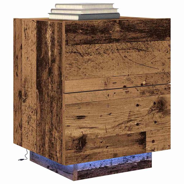 vidaXL Nachtkastje met lade 2 pcs Oudhout 45 x 40 x 55 cm Bewerkt hout