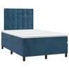 vidaXL Boxspring met matras en LED fluweel donkerblauw 120x200 cm