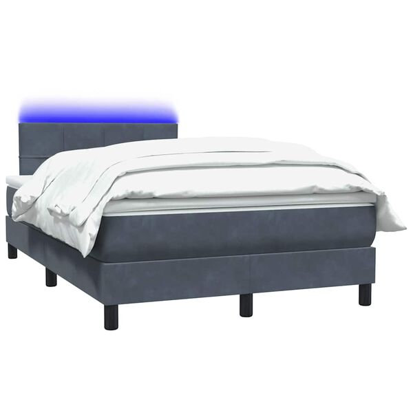 vidaXL Boxspring met matras en LED fluweel donkergrijs 120x220 cm