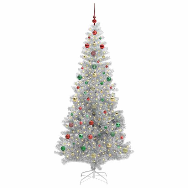 vidaXL Kerstboom met 300 LED met standaard Zilver 240 cm PET