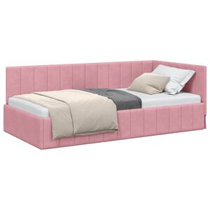 vidaXL Hoekbedframe met hoofdeinde Roze 90 cm x 190 cm Fluweel