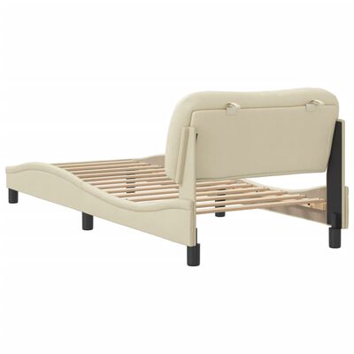 vidaXL Bedframe met hoofdbord stof crèmekleurig 90x190 cm