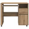vidaXL Bureau met Wielen Artisan Eiken 91 x 50 x 77 cm Bewerkt hout