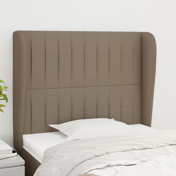 vidaXL Hoofdbord met randen 103x23x118/128 cm stof taupe