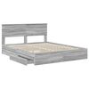 vidaXL Opslag bed met lade Grijs Sonoma 160 x 200 cm Bewerkt hout