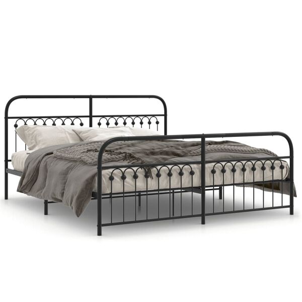 vidaXL Bedframe met hoofd- en voeteneinde metaal zwart 183x203 cm