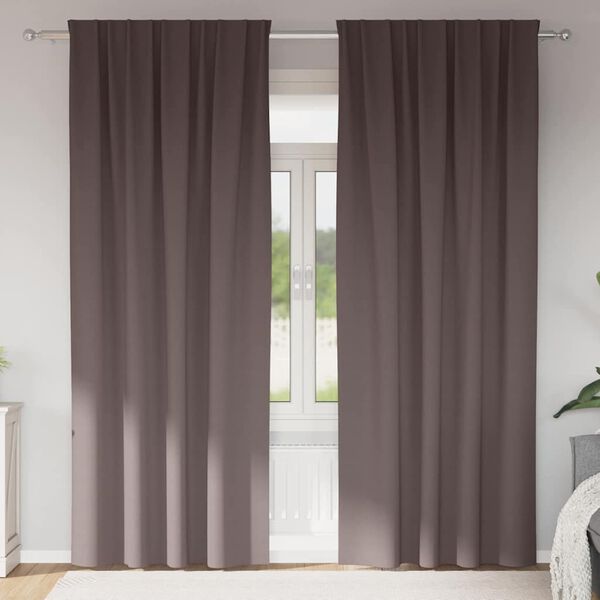 vidaXL Zwart-out Gordijnen met Ringen 2 pcs Donkerbruin 260 x 140 cm