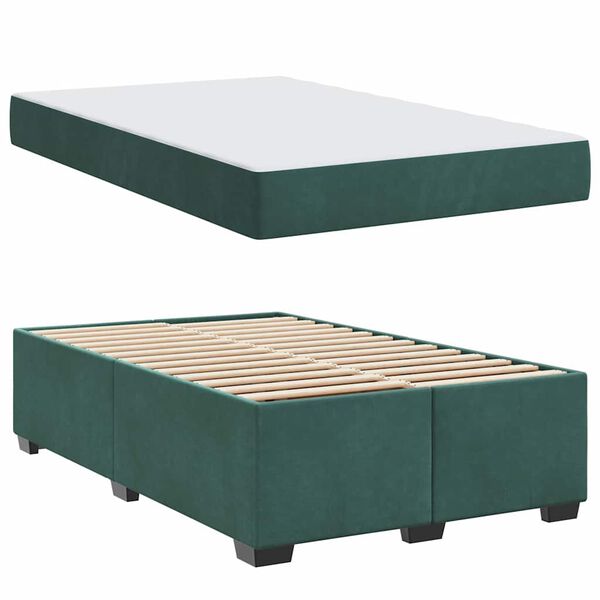 vidaXL Bedframe met matras Donkergroen 120 x 190 cm Stof