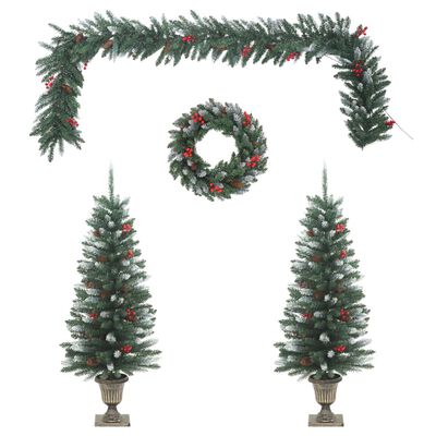 vidaXL 4-delige Kerstdeurdecoratieset PVC