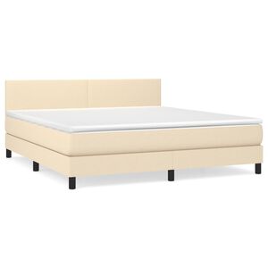 vidaXL Boxspring met matras stof cr&egrave;mekleurig 160x200 cm