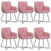 vidaXL Eettafelstoelen 6 pcs fluweel Roze 59 x 56,5 x 86 cm