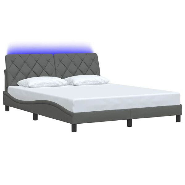 vidaXL Bedframe met LED zonder matras 160x200 cm stof donkergrijs